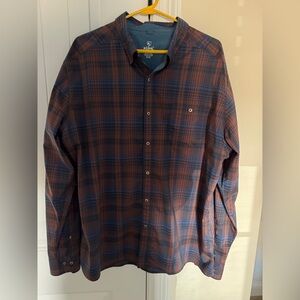 Kuhl Men's Plaid Shirt - Navy and Rust XXL